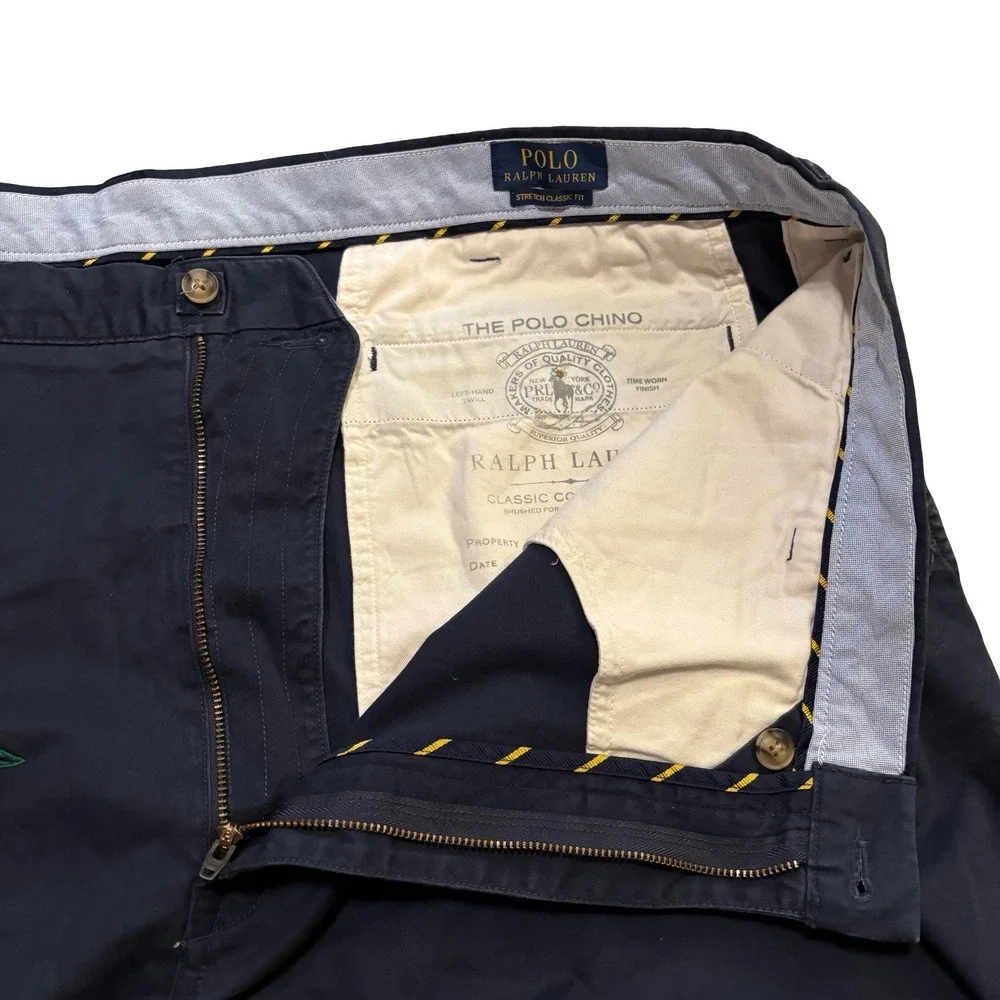 Polo Ralph Lauren Mens 46 Navy Blue Nautical Knot Embroidered Chino Shorts